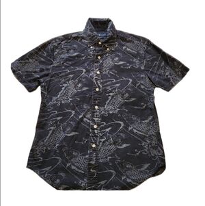 Polo Ralph Lauren Indigo Chambray Koi Fish Print Shirt (M Size M Slim Fit)